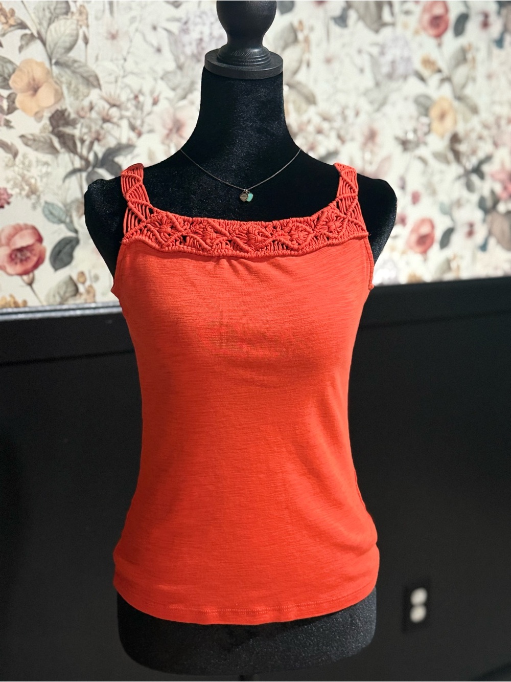 Lauren Ralph Lauren Coral Crochet-Trim Tank Top